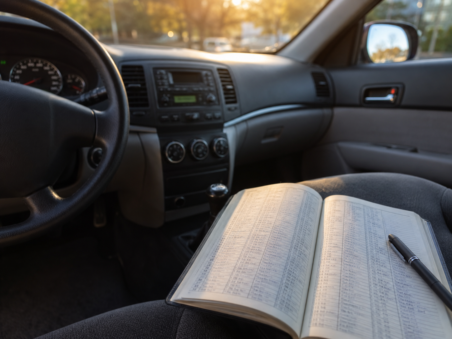 Mileage logbook used to track business miles at the 2026 IRS standard mileage rate