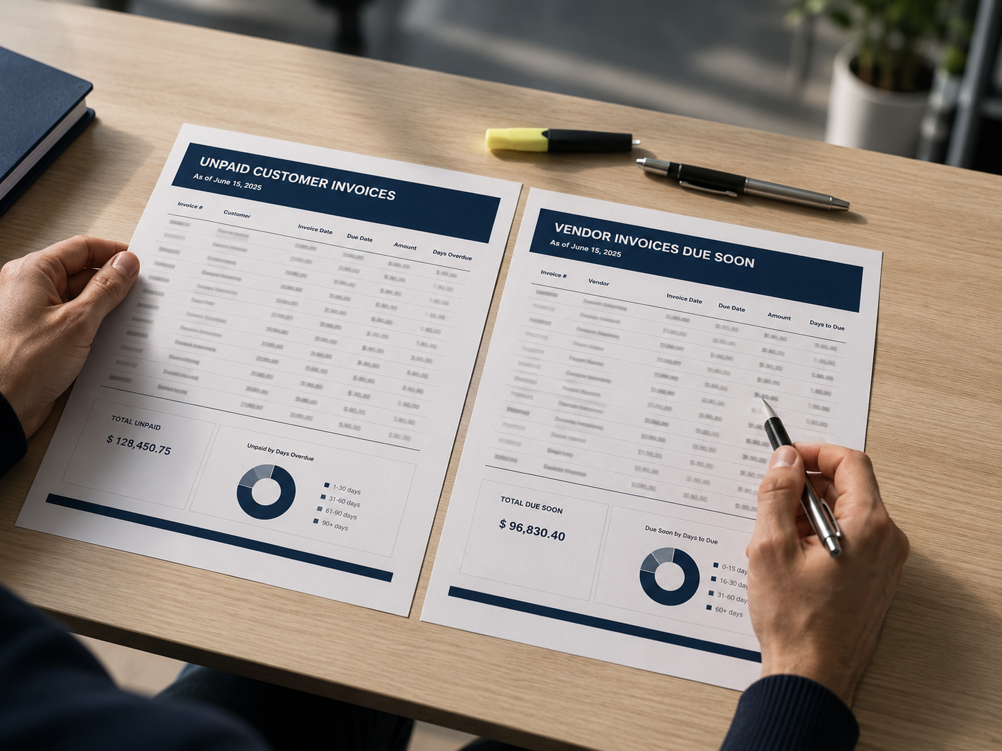 Comparing accounts receivable aging and accounts payable during a monthly close